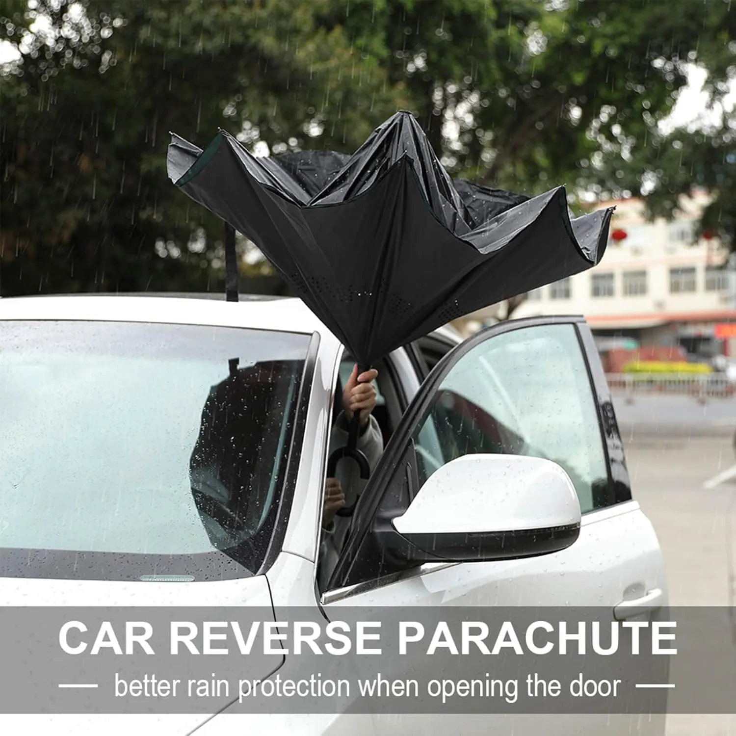 goose dryness terrific contributor ethical elasticity Reverse Car Umbrella Nugier Auto Large Inverted Rain Umbrella, Sun Protect UV Winds Rain Compact Parasol Automatic Open/Close 