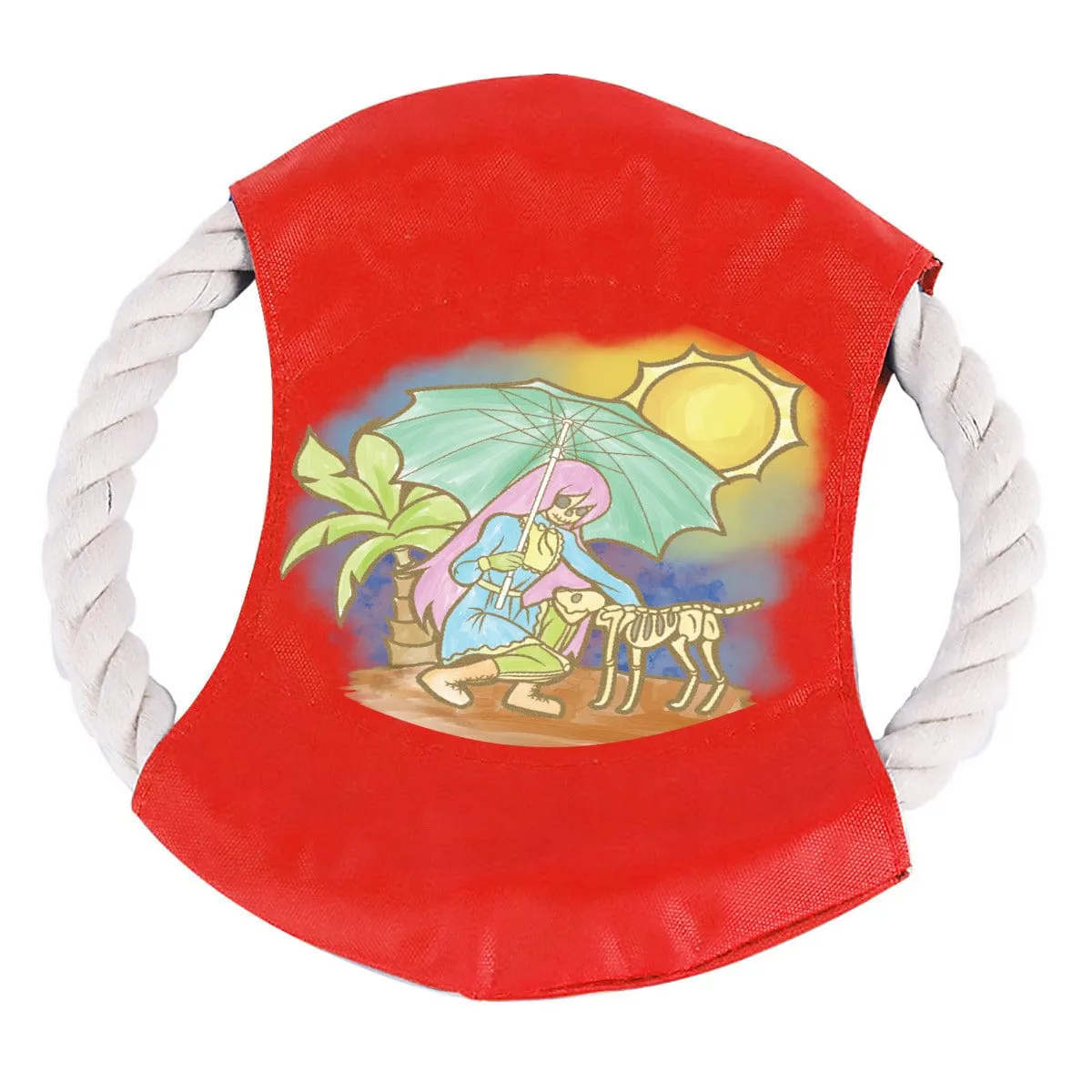 Gothic Girl With A Parasol Cotton Rope Frisbee