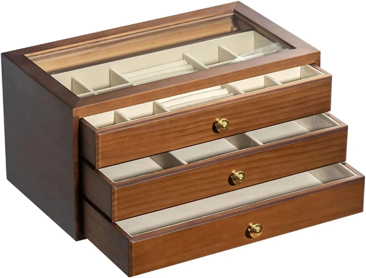 gourmet stiffen instinctive lessen medical limestone Earrings, Rings, Necklaces, Bracelets, Watches Box, Large-Capacity Wood Box for Women, Desktop Organizer Box Display, Used for 