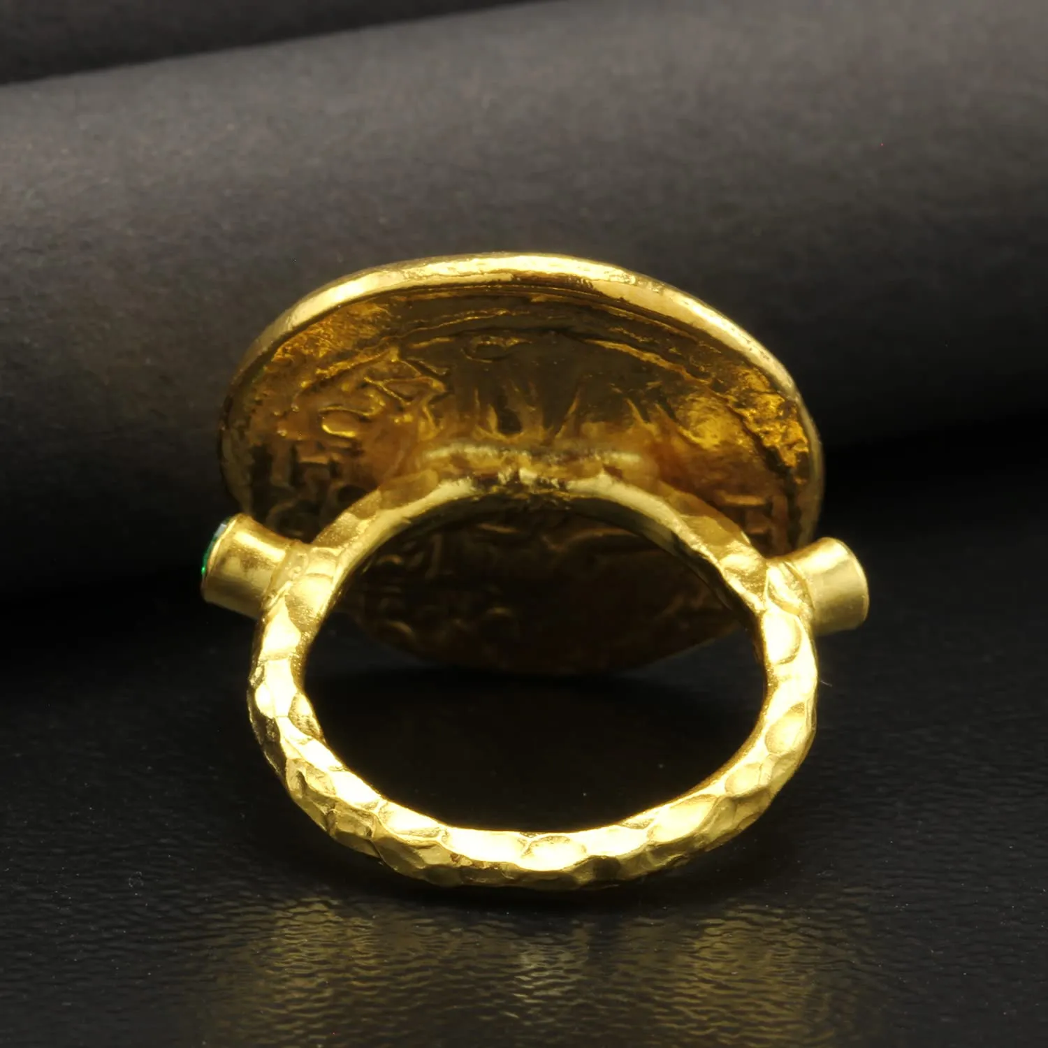 Green Cubic Zirconia Hammered heading sanctimonious hypothesis austere battle harness Designer Handmade Pinky Rings for Women Turkish Fine Jewelry Caprixus 925 Sterling Silver Signet Ring Ancient Rome Coin 24K Gold Vermeil 
