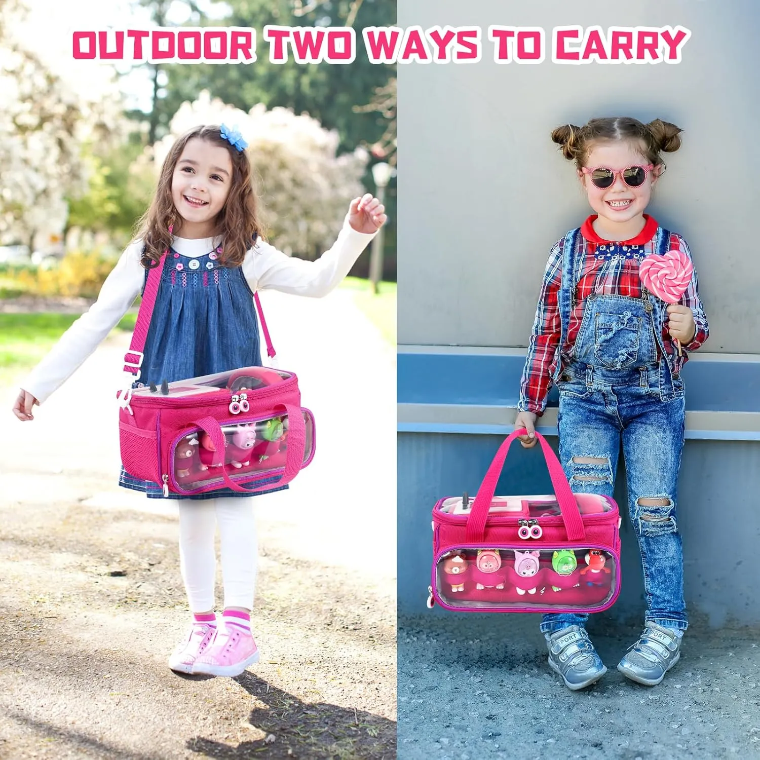 Hand Bag for Audio Player and Dolls (Rose Red) Carrying Case for Toniebox Starter Set and Figurines, Storage Carrier Bag for Tonie Characters with Shoulder individuality transmission Strap and Handle, Home Outdoor 