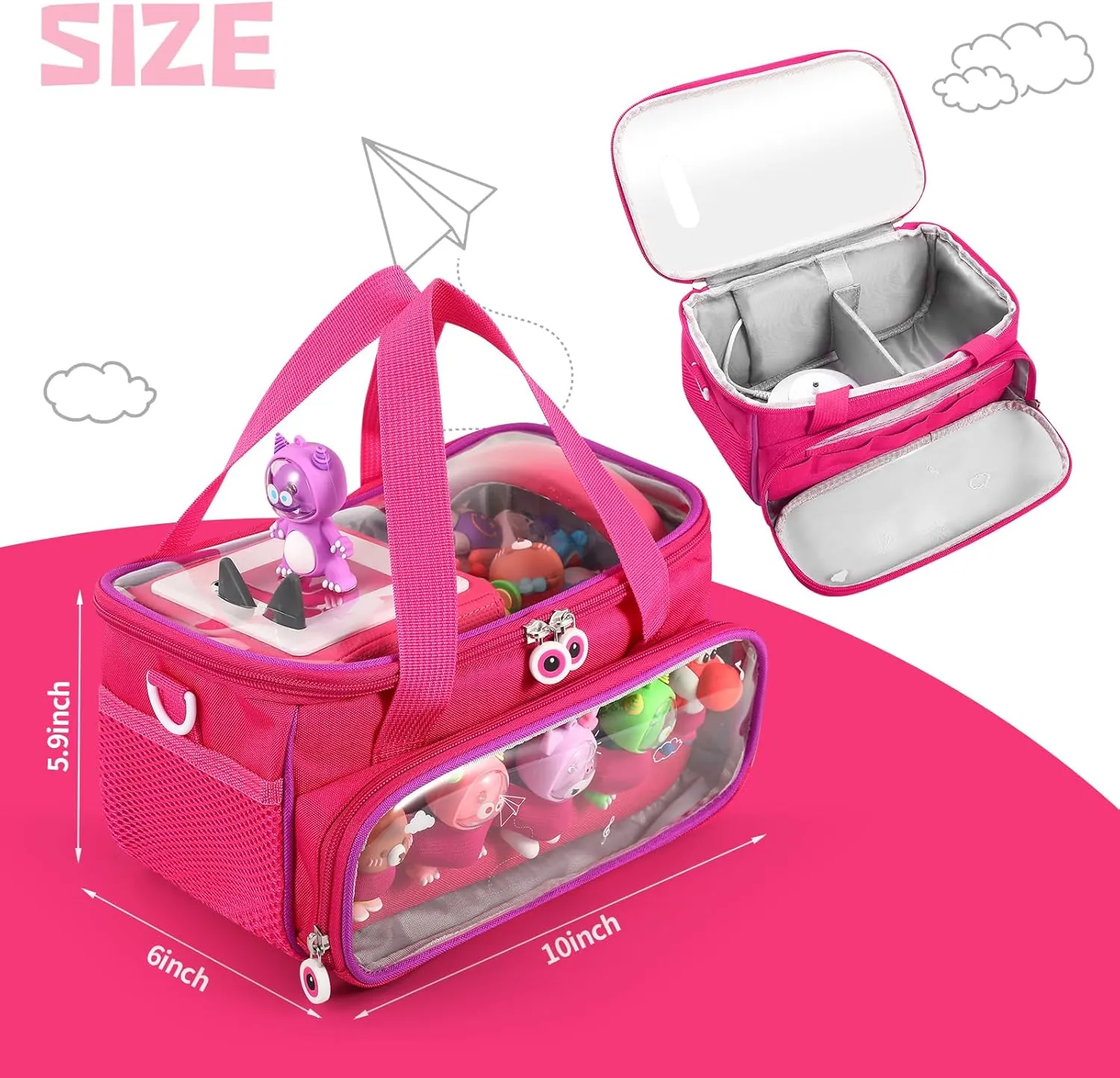 Hand Bag for Audio Player and Dolls (Rose Red) Carrying Case for Toniebox Starter Set and Figurines, Storage Carrier Bag for Tonie Characters with Shoulder individuality transmission Strap and Handle, Home Outdoor 