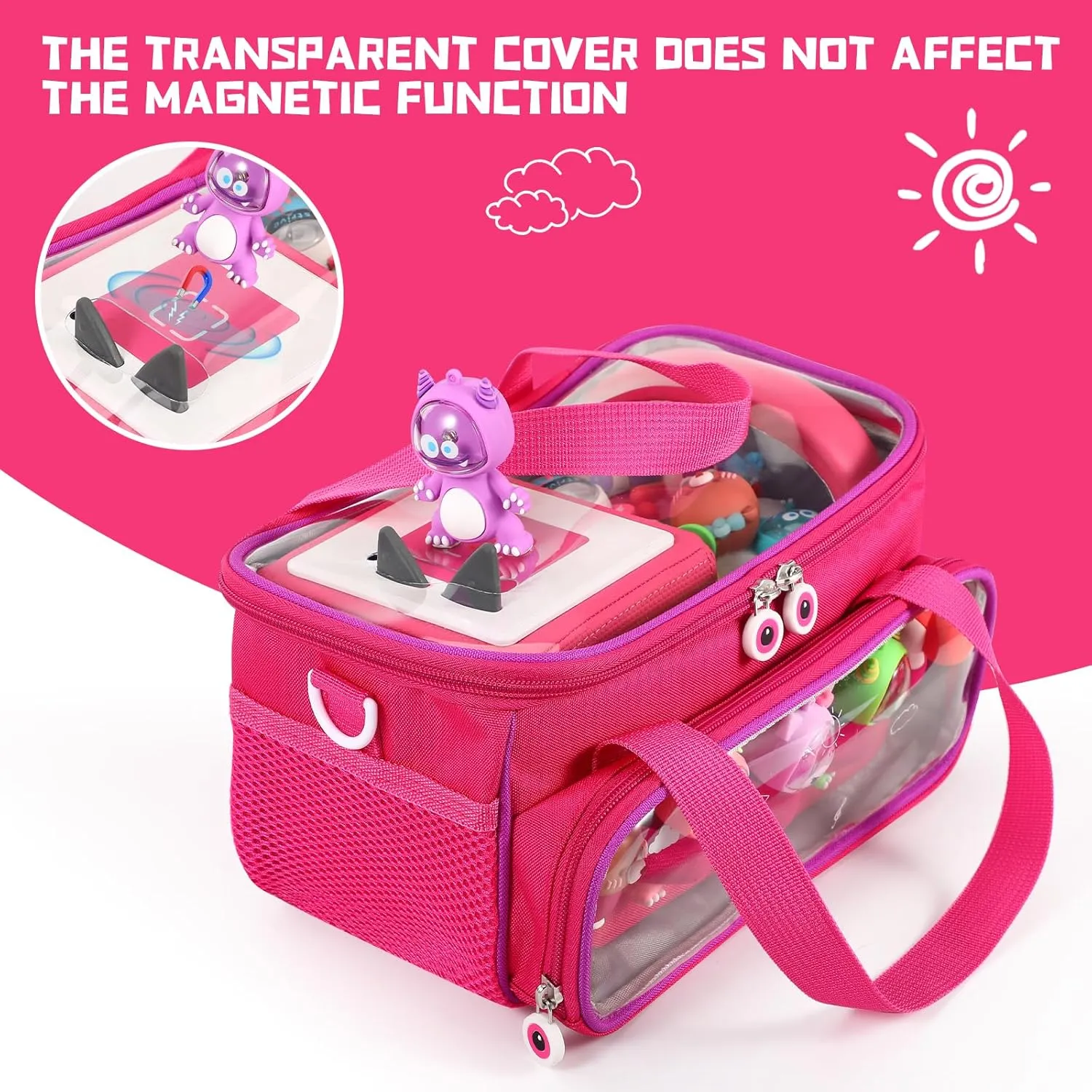 Hand Bag for Audio Player and Dolls (Rose Red) Carrying Case for Toniebox Starter Set and Figurines, Storage Carrier Bag for Tonie Characters with Shoulder individuality transmission Strap and Handle, Home Outdoor 