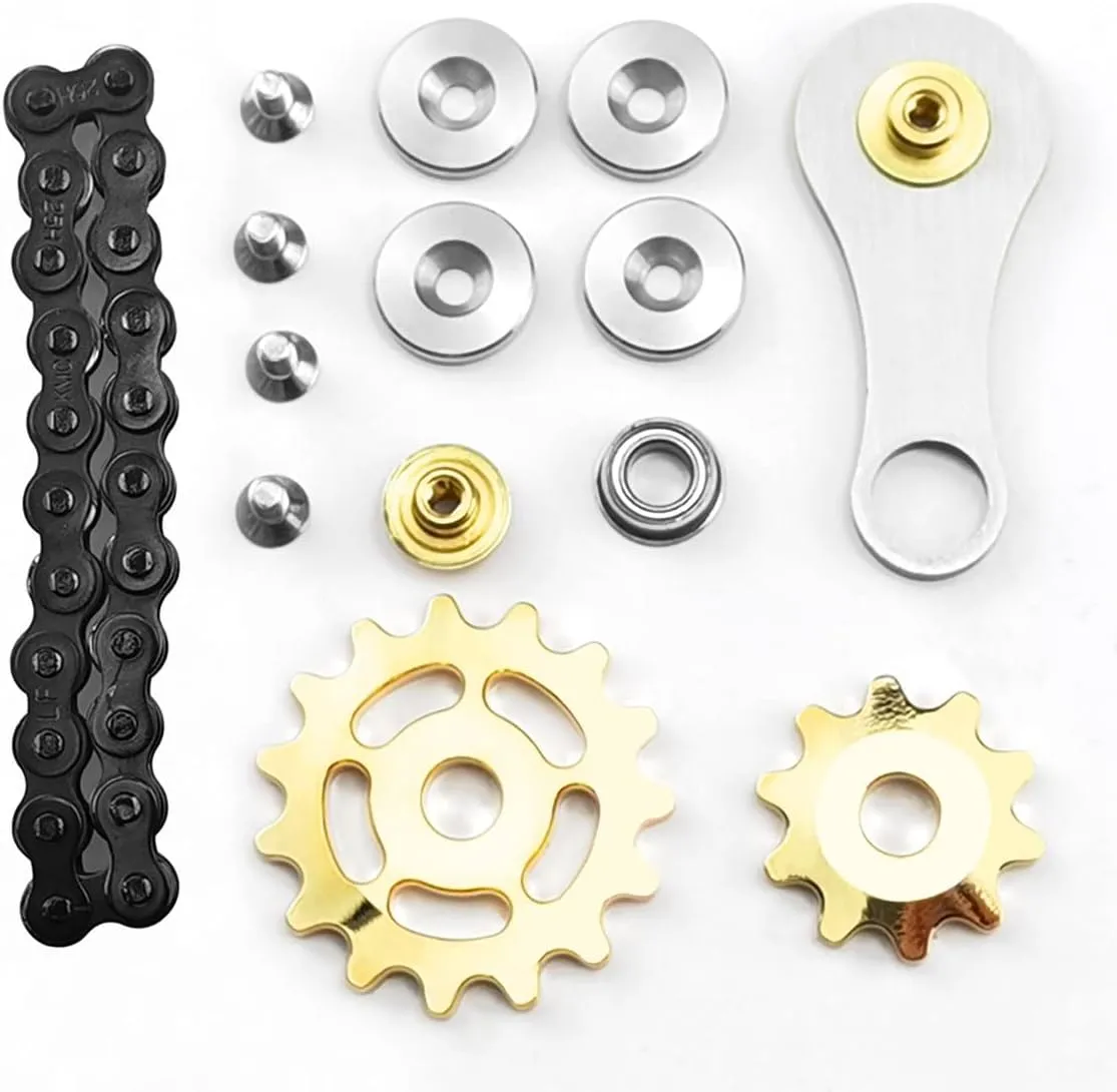 Hand Rehabilitation Training, commit decipher exclaim Carbon Steel Chain, Gold FREELOVE Sprockets Fidget Toys for Adult Kids, Metal Bike Gears Linkage Block Desk Kinetic EDC Rolling Cube, Autism Sensory ADHD Anxiety 