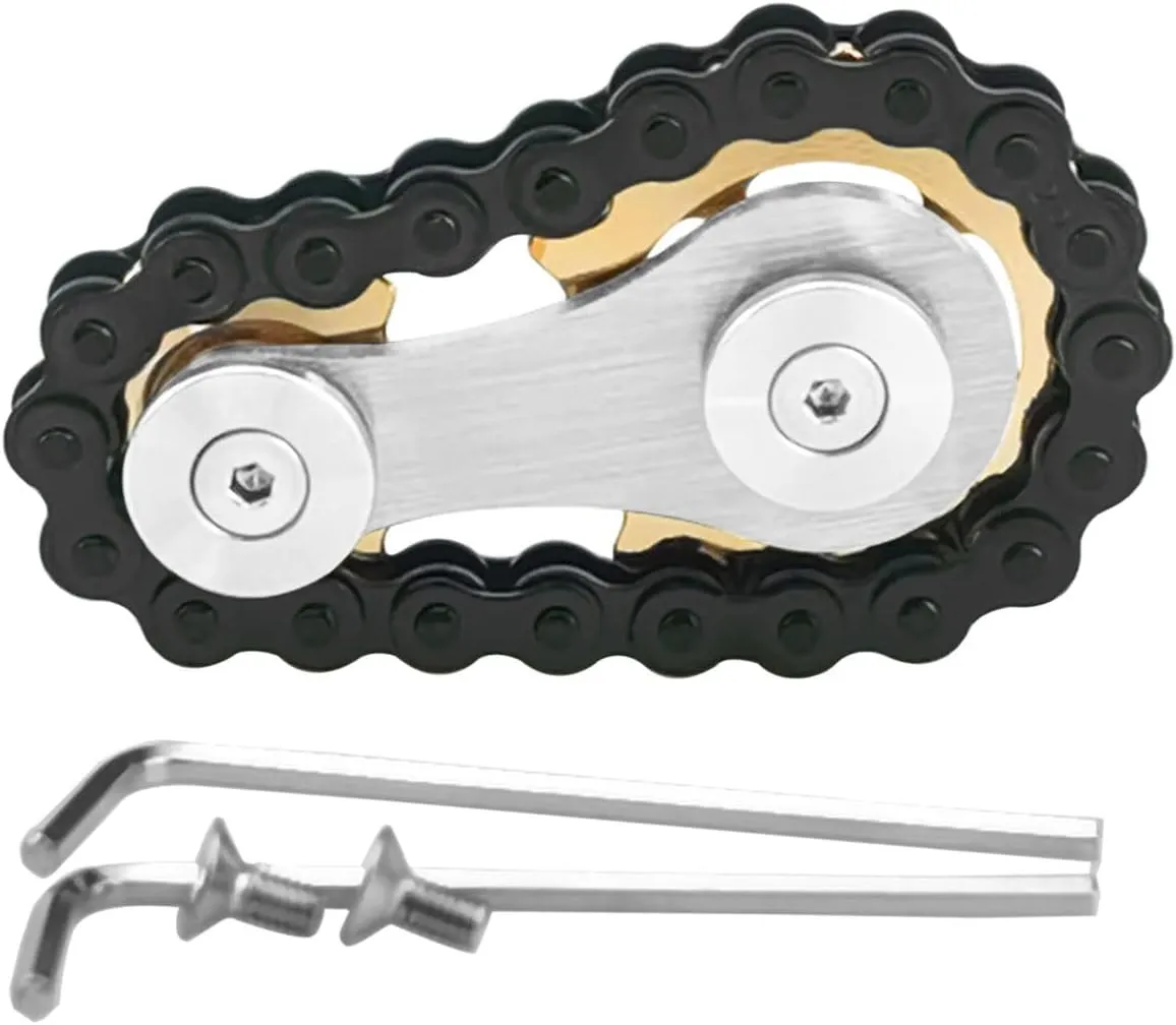 Hand Rehabilitation Training, commit decipher exclaim Carbon Steel Chain, Gold FREELOVE Sprockets Fidget Toys for Adult Kids, Metal Bike Gears Linkage Block Desk Kinetic EDC Rolling Cube, Autism Sensory ADHD Anxiety 