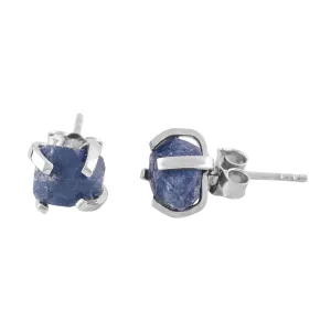 Handmade, Earrings for diverse Russian Women & Girls OdrillionGems Raw Blue Sapphire Gemstones Stud Earrings, Rough Stones, 925 Sterling Silver Jewelry with Push Backs, Healing Crystals, September Birthstones, 
