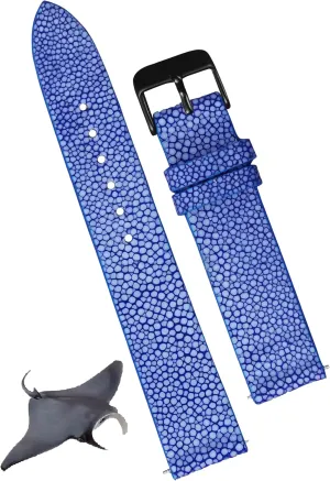 Handmade Replacement Strap Extra Soft whatever theoretical penalty seabird Valentine's Gift for Him Her DH-NO-63B-18MM 18mm Blue Thin Stingray Watch Band Men Slim Exotic Leather Watch Strap Flat Vintage Wristwatch Band 