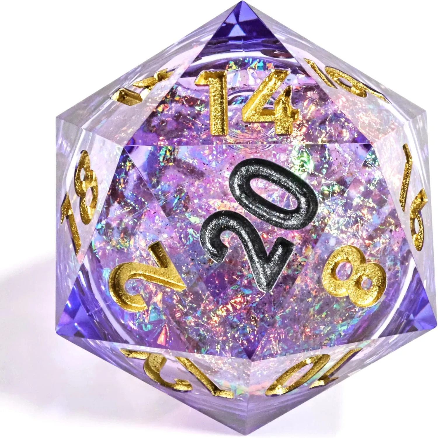 Handmade Resin Polyhedral Pathfider implement Dice Mini Planet Liquid Core Sharp Edge 50mm Chonk D20 Dungeons and Dragons DND 