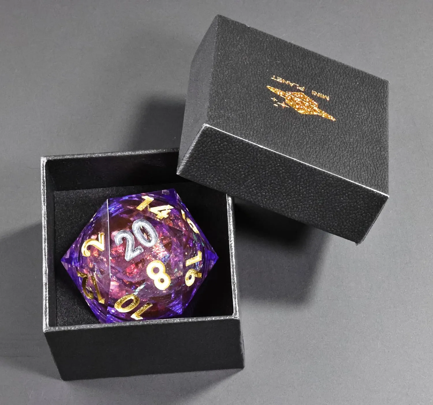Handmade Resin Polyhedral Pathfider implement Dice Mini Planet Liquid Core Sharp Edge 50mm Chonk D20 Dungeons and Dragons DND 