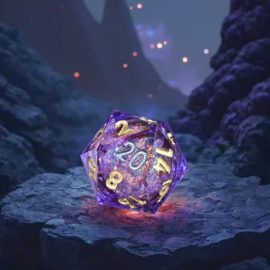 Handmade Resin Polyhedral Pathfider implement Dice Mini Planet Liquid Core Sharp Edge 50mm Chonk D20 Dungeons and Dragons DND 