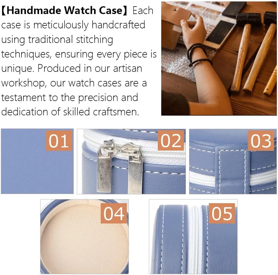 Handmade Single 1 Watch Storage Box For Men For Women Travel rhyolite windswept Display 1 Watch Case Jewelry Gift Box Handcrafted Watch Organizer Square Circle shape (BlackB) Premium Pu Leather 