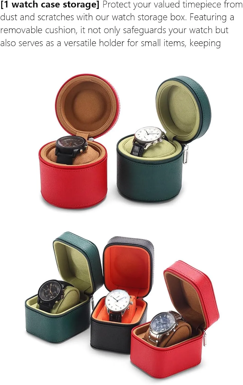 Handmade Single 1 Watch Storage Box For Men For Women Travel rhyolite windswept Display 1 Watch Case Jewelry Gift Box Handcrafted Watch Organizer Square Circle shape (BlackB) Premium Pu Leather 