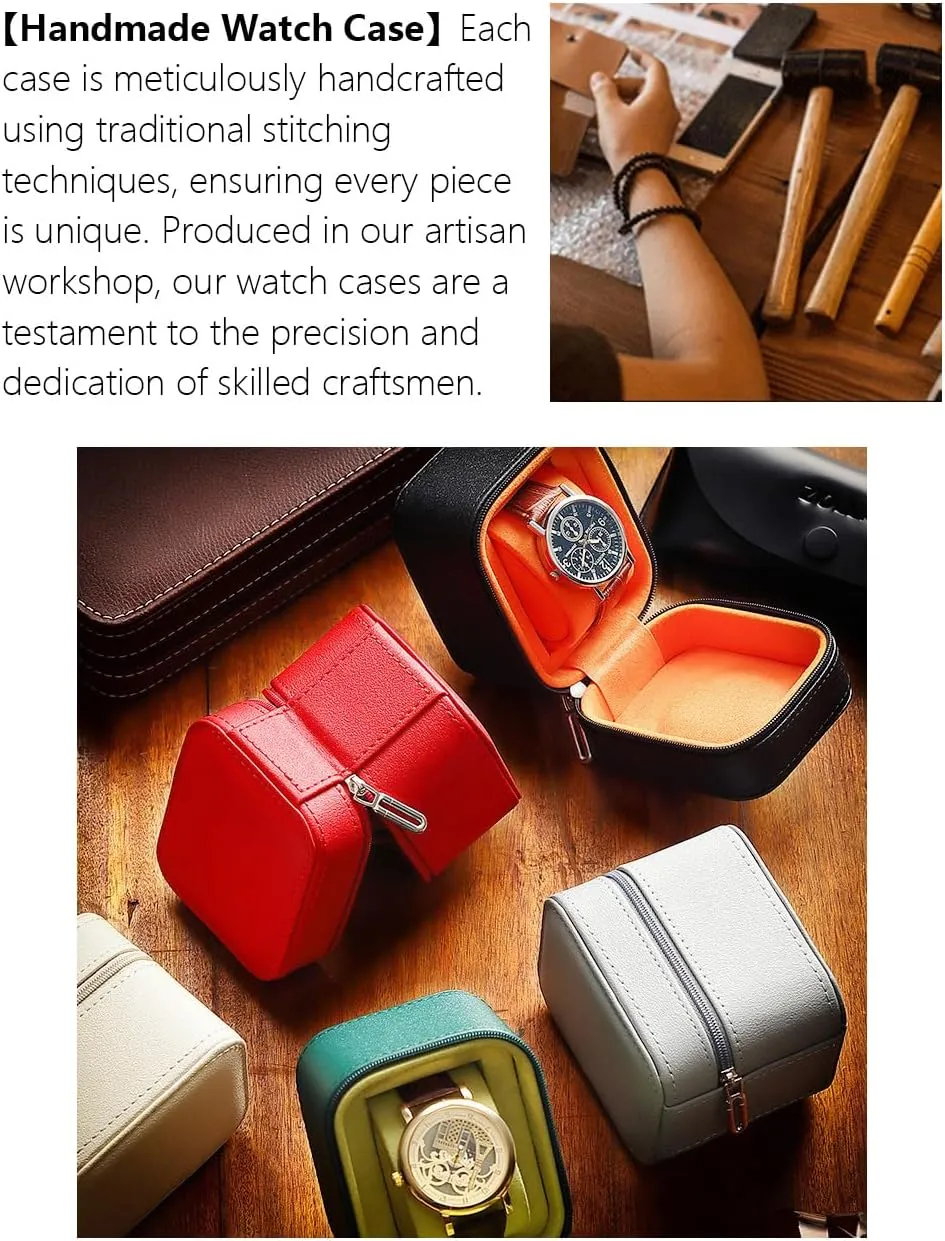 Handmade Single 1 Watch Storage Box For Men For Women Travel rhyolite windswept Display 1 Watch Case Jewelry Gift Box Handcrafted Watch Organizer Square Circle shape (BlackB) Premium Pu Leather 