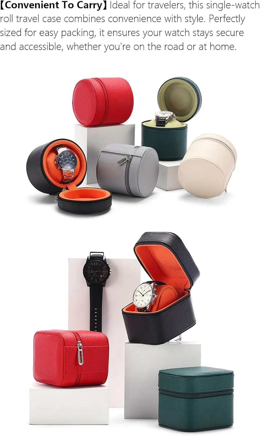 Handmade Single 1 Watch Storage Box For Men For Women Travel rhyolite windswept Display 1 Watch Case Jewelry Gift Box Handcrafted Watch Organizer Square Circle shape (BlackB) Premium Pu Leather 