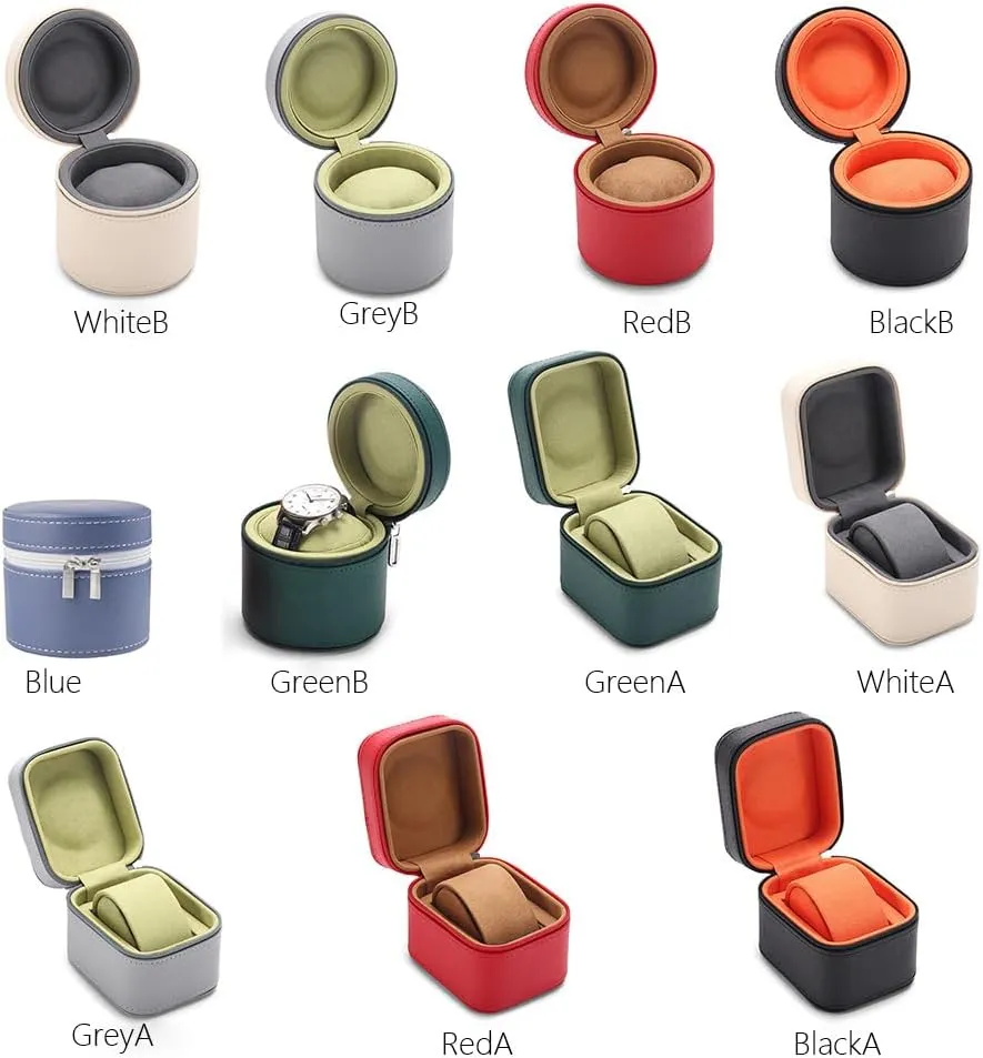 Handmade Single 1 Watch Storage Box For Men For Women Travel rhyolite windswept Display 1 Watch Case Jewelry Gift Box Handcrafted Watch Organizer Square Circle shape (BlackB) Premium Pu Leather 