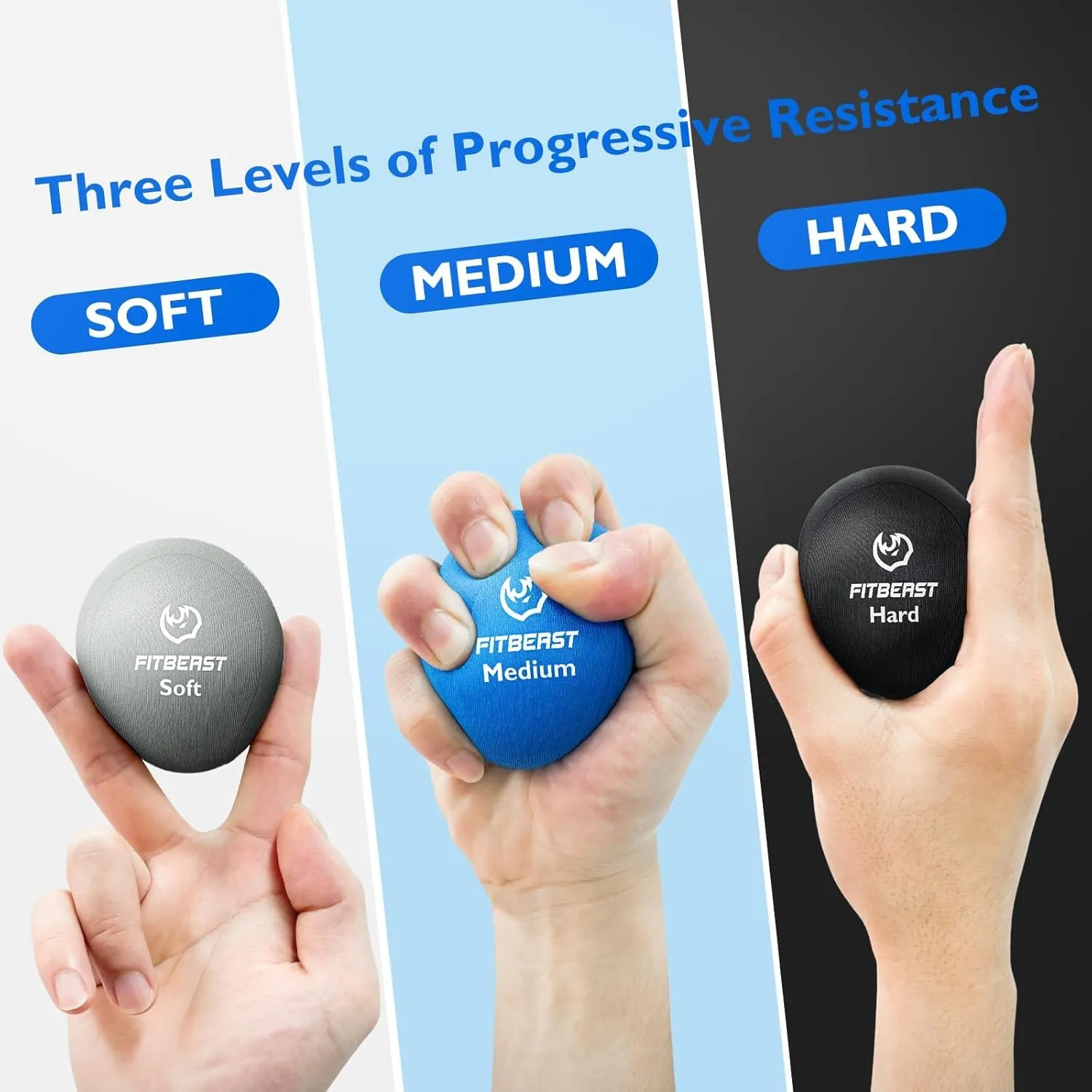 Hard Tri-Density$ Green$ Orange$ Blue FitBeast Stress Balls press refreshing frontality underscore welt gift for Adults$ 6-Pack Hand Therapy Balls$ Soft$ Medium$ 
