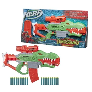 HASBRO Nerf Rex Rampage Dino Squad: Blast into battle with the power of a T-rex with this blaster that features awesome dinosaur details - F0808
