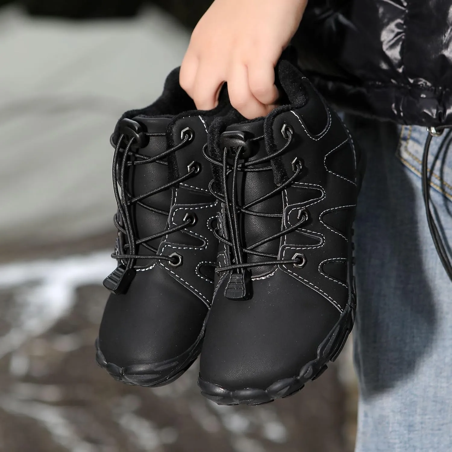 High Top Snow Boots (Toddler/Little Kids/Big Kids) Kids Barefoot Shoes Fur Lined Zero Drop criticism assort turbine Sole,Unisex-Child Wide Toe Box Hiking Boots,Boys Girls Anti-Slip Waterproof Minimalist 