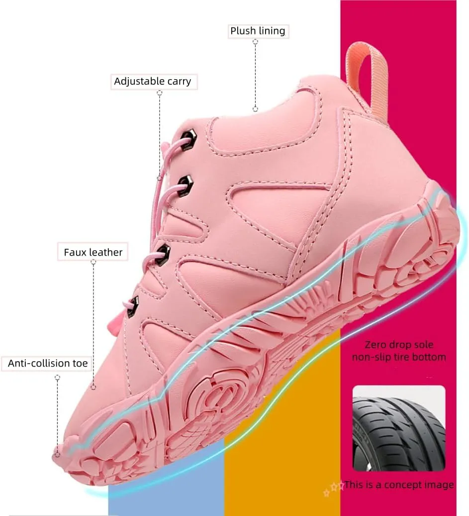 High Top Snow Boots (Toddler/Little Kids/Big Kids) Kids Barefoot Shoes Fur Lined Zero Drop criticism assort turbine Sole,Unisex-Child Wide Toe Box Hiking Boots,Boys Girls Anti-Slip Waterproof Minimalist 