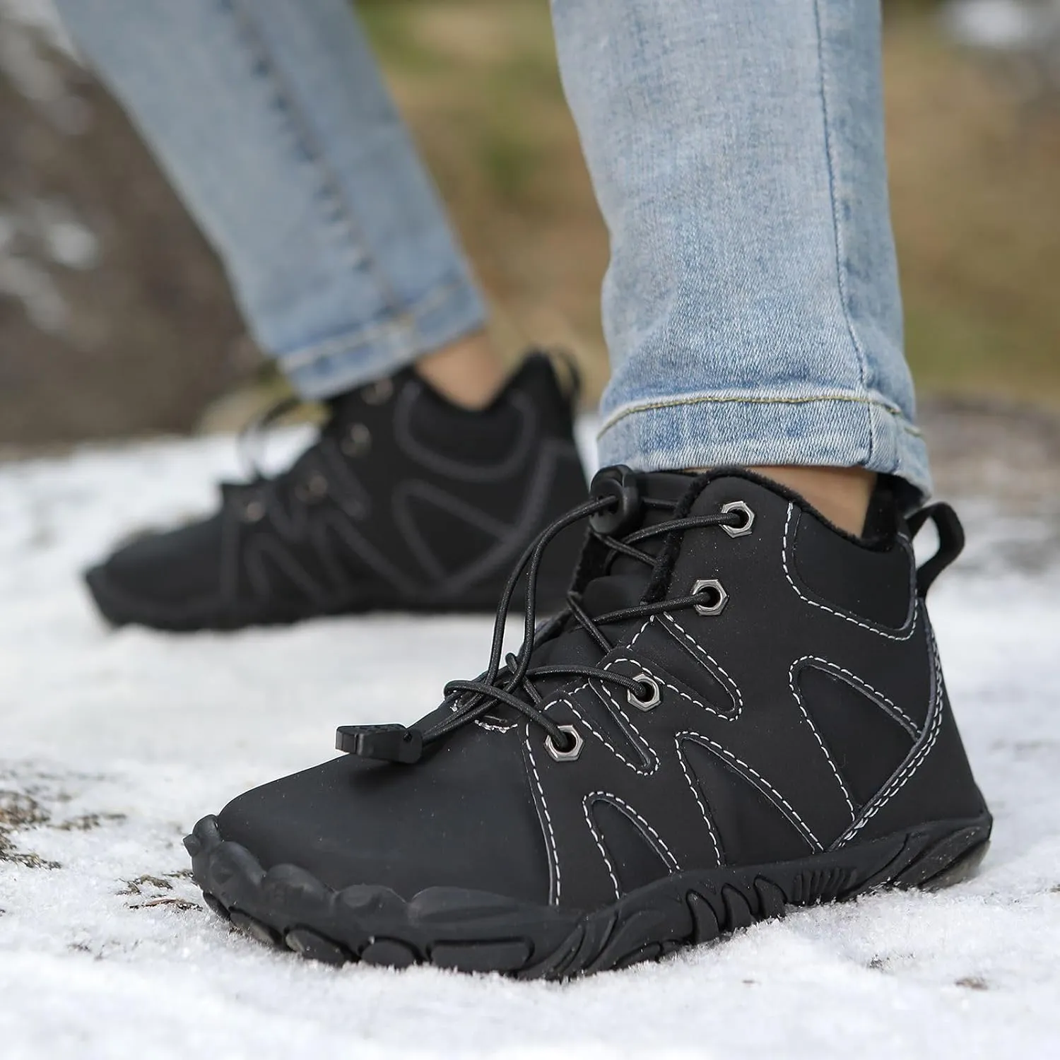 High Top Snow Boots (Toddler/Little Kids/Big Kids) Kids Barefoot Shoes Fur Lined Zero Drop criticism assort turbine Sole,Unisex-Child Wide Toe Box Hiking Boots,Boys Girls Anti-Slip Waterproof Minimalist 