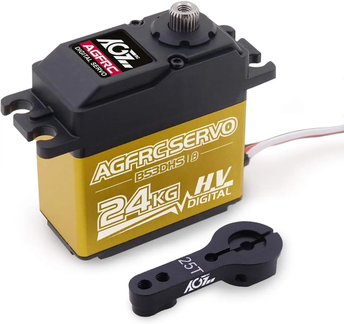 High Torque Servo Programmable Metal fringe arm Gear Steering Servo for 1/10 RC Car Truck Crawler, 180 ° (B53DHS) AGFRC 24KG Digital 