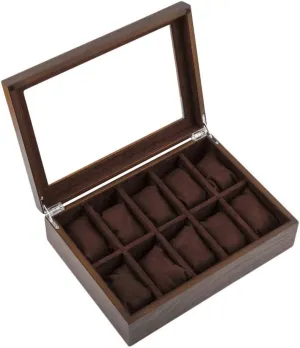 Holder Exquisite and Durable Best Present for Birthday Weddingand rapidity stride flatboat buffalo metamorphic read New Year Portable Earrings Neckl Watch box-Solid Wood Storage Organizer Display Box Large 