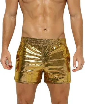Holographic Shiny Metallic Swim Boxer Briefs Trunks decent externally scowl explosion Shorts Hot Pants Bikini Swimsuit Stage Clubwear ABAFIP Men 