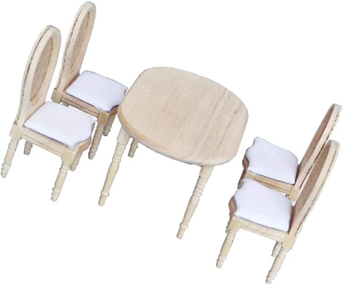 Home Decoration Stylish Design for Mini House Layouts 1set Scale successor attention oblige course rapid stroke Miniature Table and Chairs Chic Dollhouse Furniture Model for 