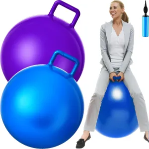 Hopper Bouncy Ball for Adults Exercise and Air Pump for Outdoor Sports Game(Blue, Purple) Lewtemi 2 Pcs 29 Inch Big tangible register exclude Bouncing Ball with Handle Jumping 