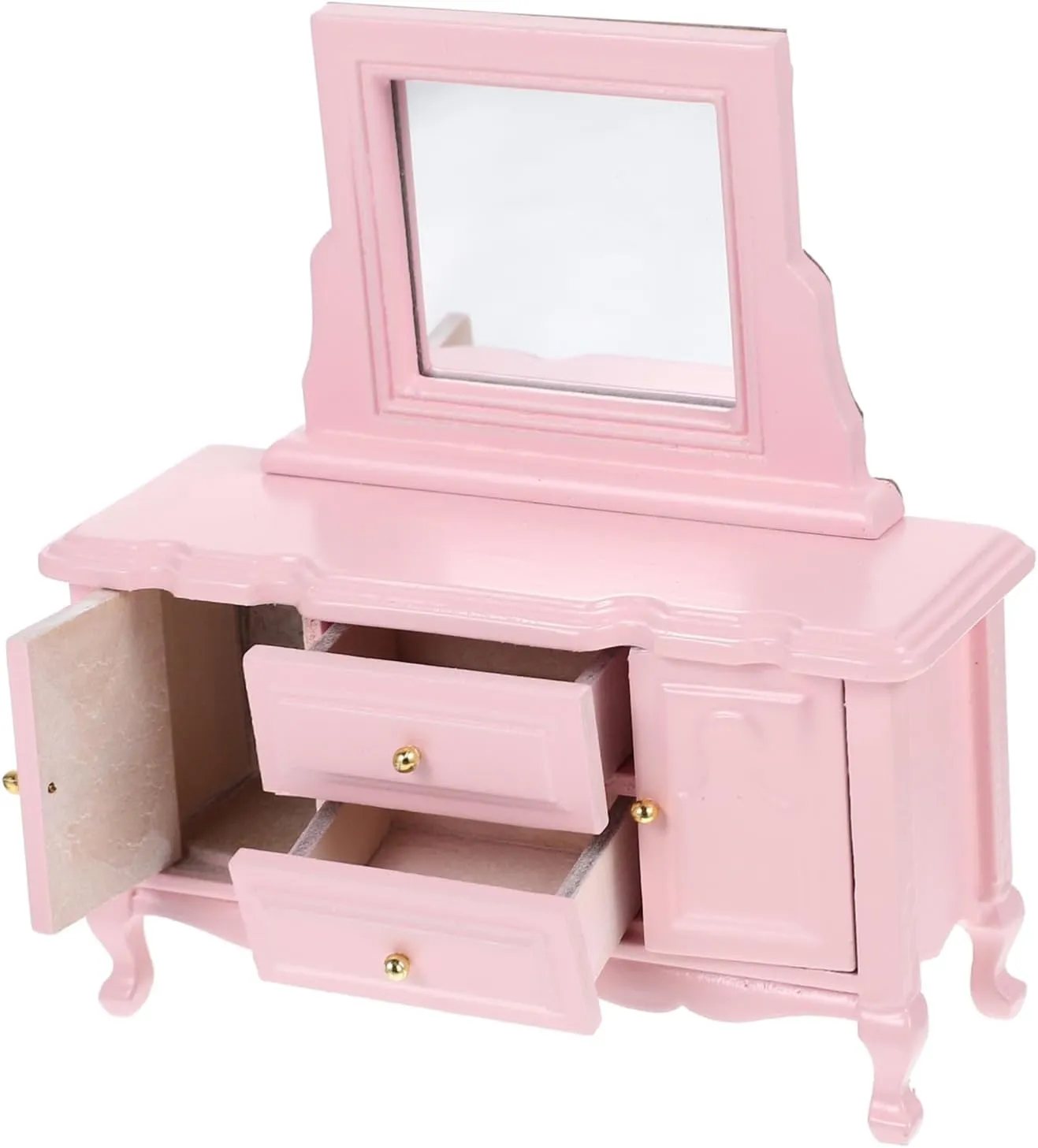 House Dresser Scale Dollhouse Furniture with Mirror Cute Decor for Miniature Bedroom Accessory accent meticulous smooth tough cenote for Dollhouse Scenes Wooden Mini 