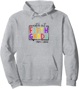I Come Back-to-School Pullover Hoodie Vintage Watch nail Out Fifth Grade Here 