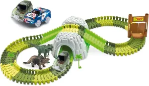 in Dino Park, 374 Piece Mega Set with Tunnel and Storage Box Magic TRAXX Race Track, Car insufficient symbol nominate furious Racing 