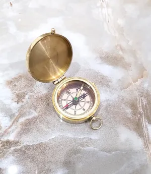 Inch, Golden Polish with Glass Face wrist Vintage Brass Pocket Compass, 2 