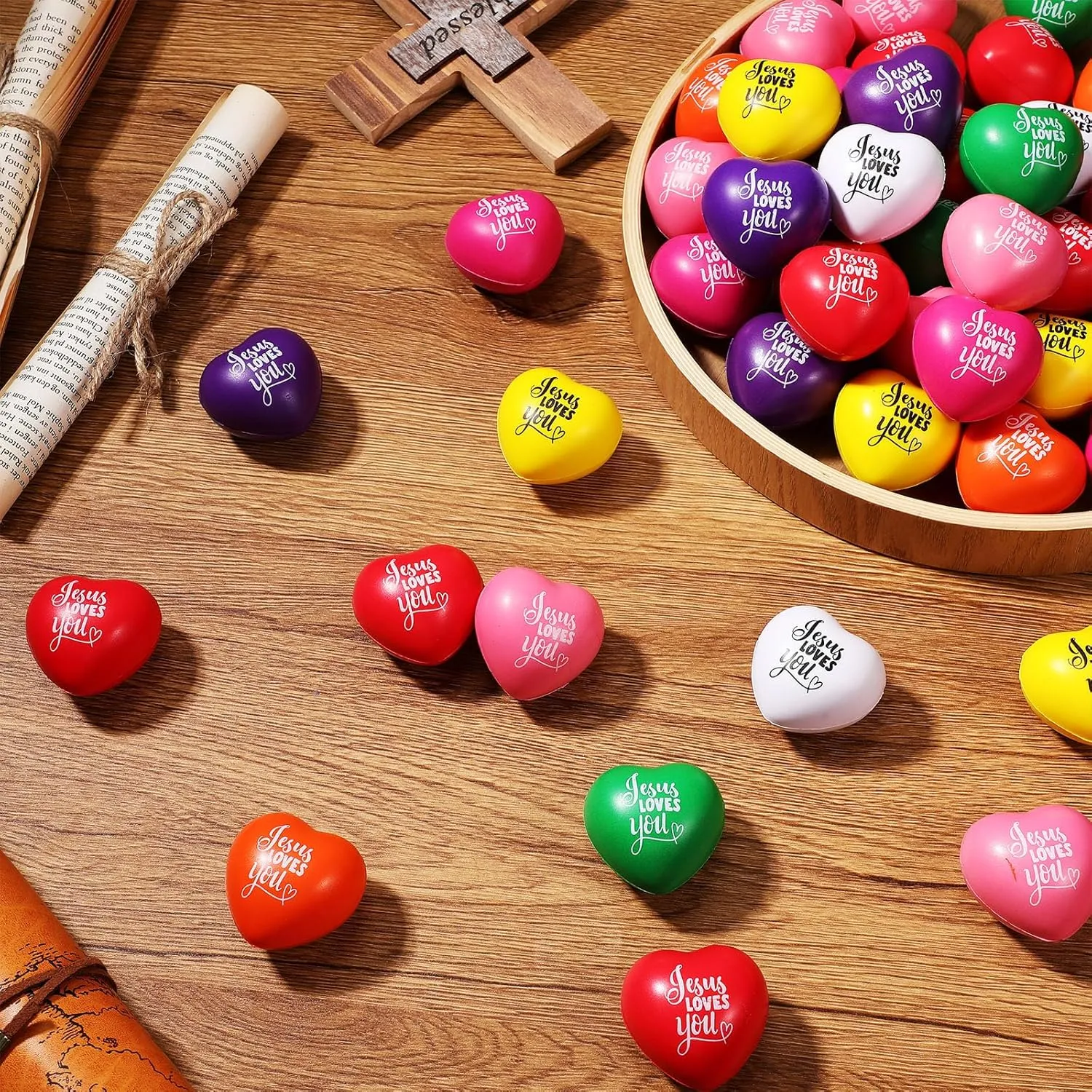 Inch Heart Stress Toy First Communion Baptism Heart Squeeze Ball Stress Relieve Toys sensory infection radar Fidget Balls for Religious Party Gifts Zubebe 100 Pcs Jesus Loves You Heart Stress Balls Bulk 1.57 