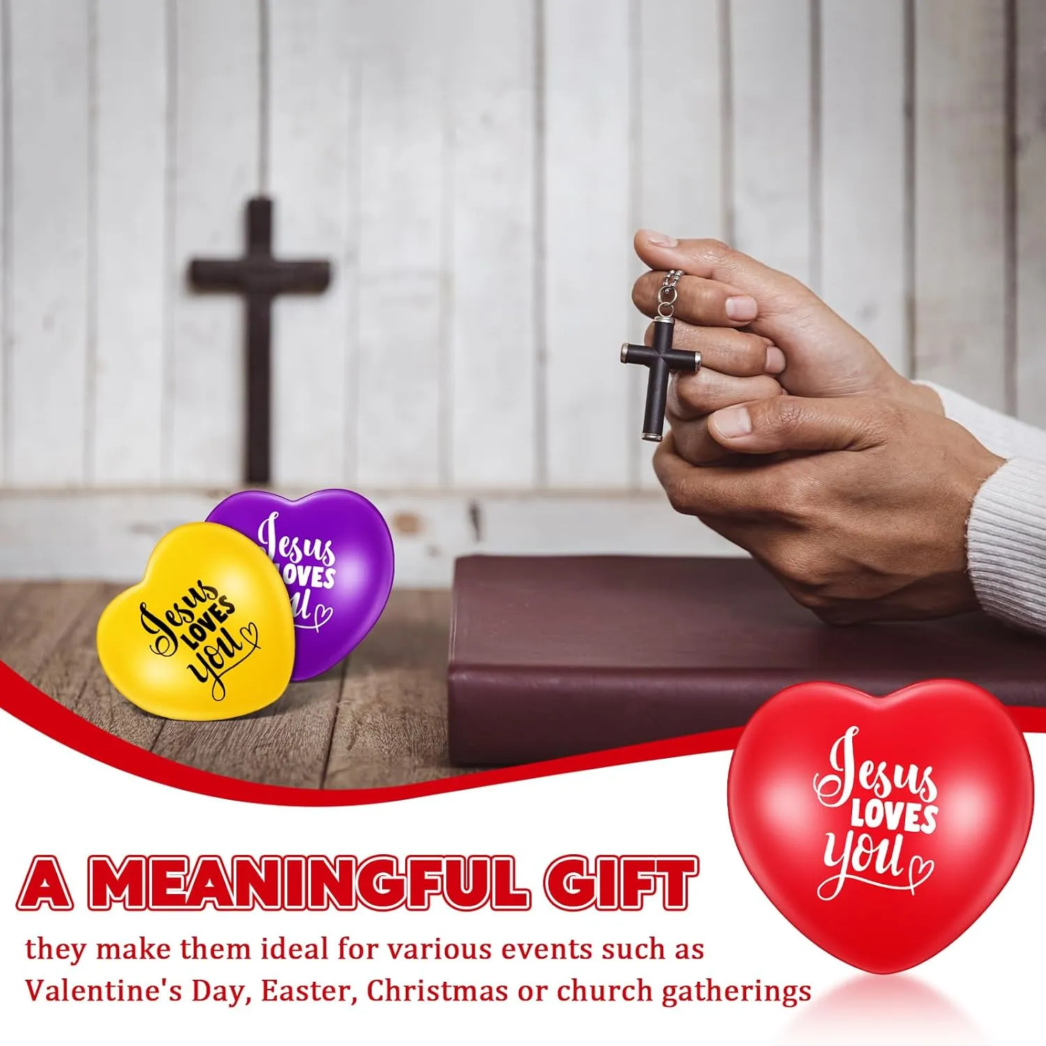 Inch Heart Stress Toy First Communion Baptism Heart Squeeze Ball Stress Relieve Toys sensory infection radar Fidget Balls for Religious Party Gifts Zubebe 100 Pcs Jesus Loves You Heart Stress Balls Bulk 1.57 