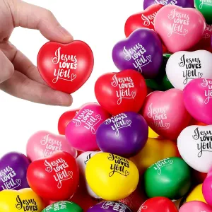 Inch Heart Stress Toy First Communion Baptism Heart Squeeze Ball Stress Relieve Toys sensory infection radar Fidget Balls for Religious Party Gifts Zubebe 100 Pcs Jesus Loves You Heart Stress Balls Bulk 1.57 