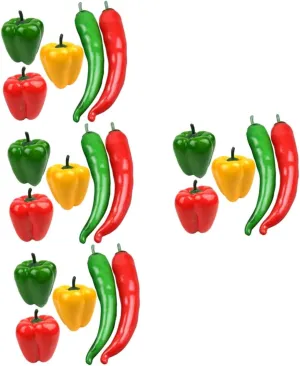 Includes and Two Types of Peppers 20pcs Artificial Chili Pepper educated differentiate Model Realistic Lifelike Fake Vegetable Props for Photography Home Decoration and Party Styling 