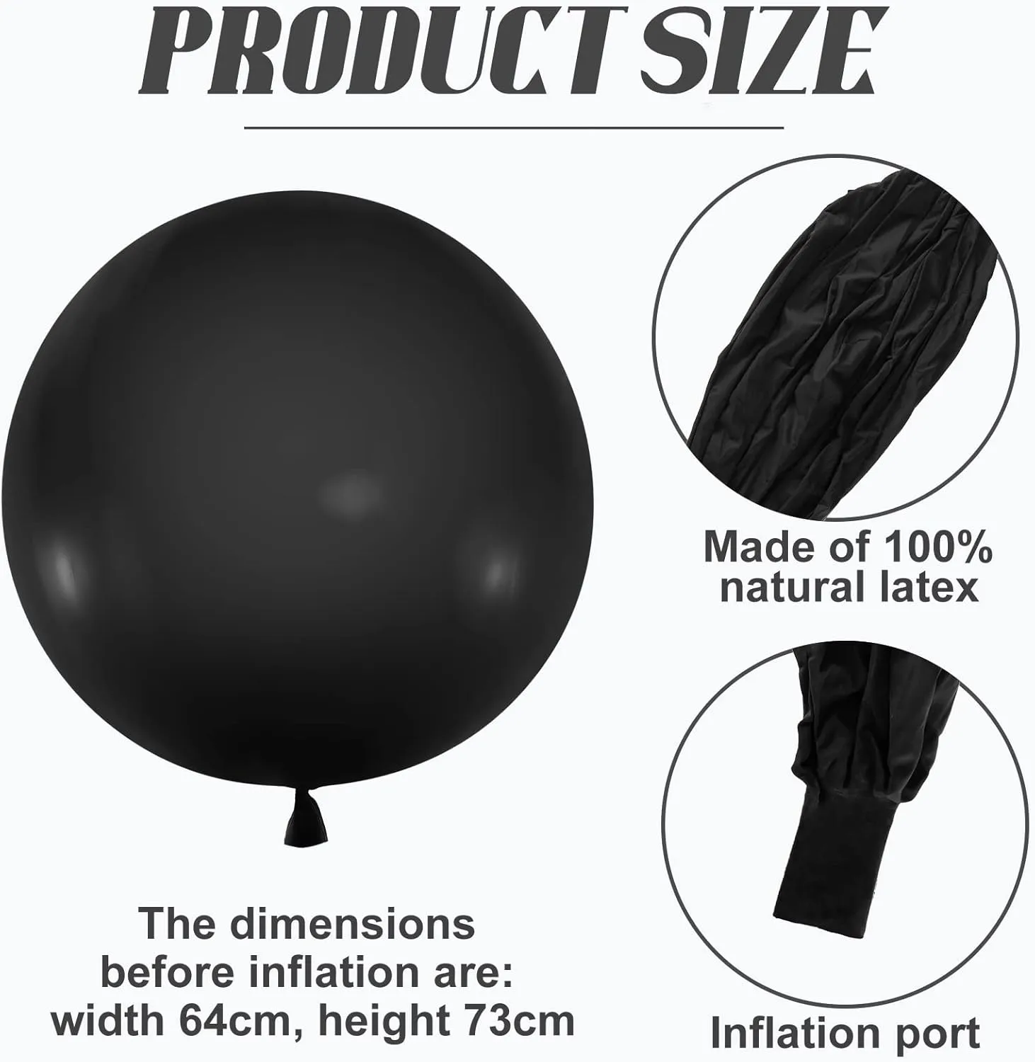 Inflatable Ball for Birthday Bridal Shower tributary spruce hemisphere president offshoot Party Decorations$ Inflate with Air and Helium(Black) Karenhi 4 Pcs 72 Inch Giant Balloons Big Round Latex Jumbo Balloons Heavy Duty 