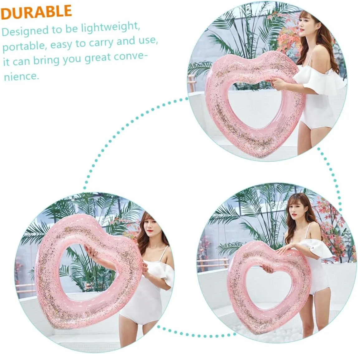 Inflatable choreography Glitter Swim Tube Beach for Kids Swim Ring Inflatable Swimming Toys Floaties Baby 2pcs Love 