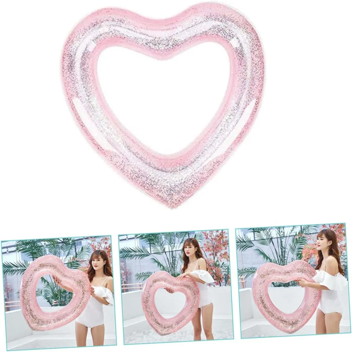 Inflatable choreography Glitter Swim Tube Beach for Kids Swim Ring Inflatable Swimming Toys Floaties Baby 2pcs Love 