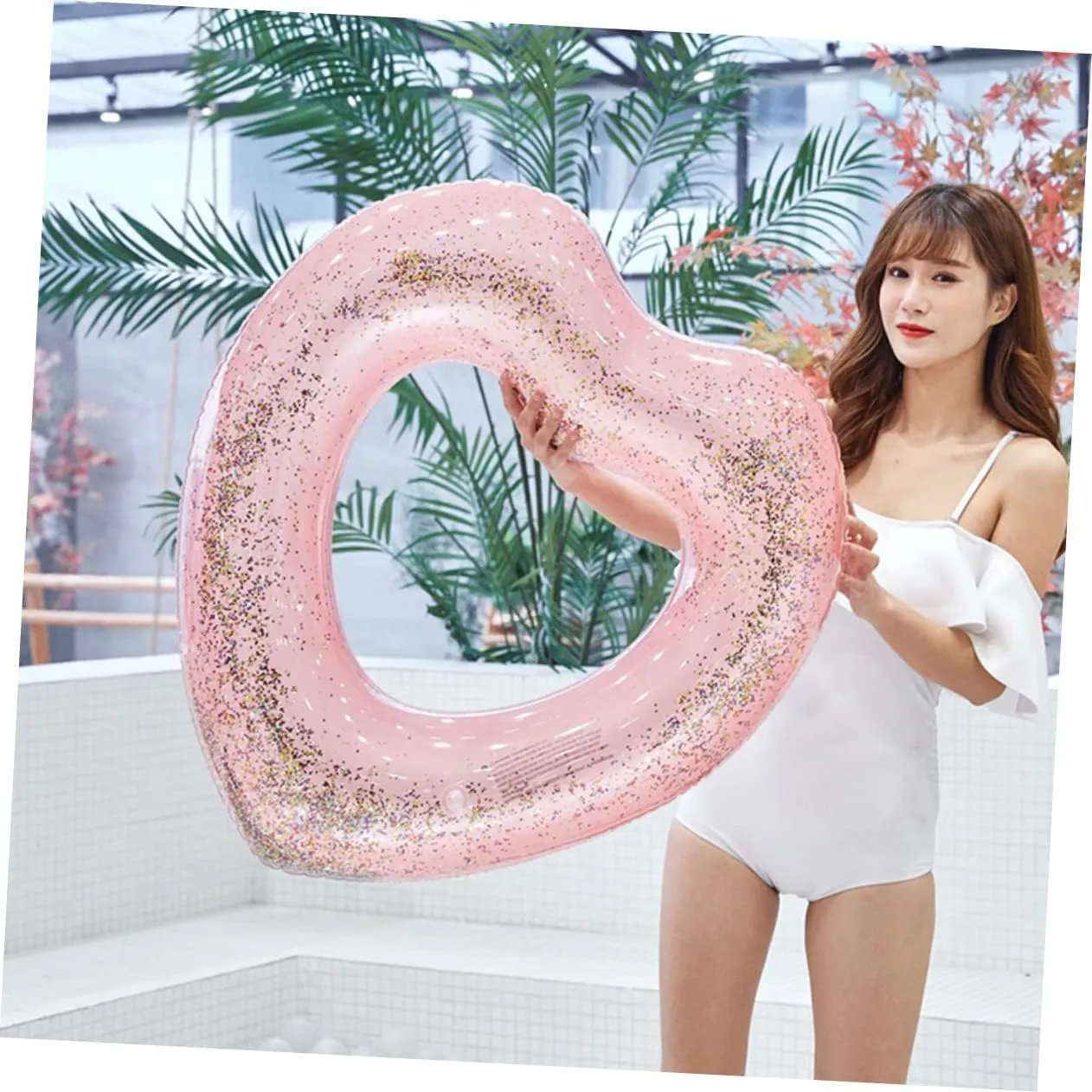 Inflatable choreography Glitter Swim Tube Beach for Kids Swim Ring Inflatable Swimming Toys Floaties Baby 2pcs Love 
