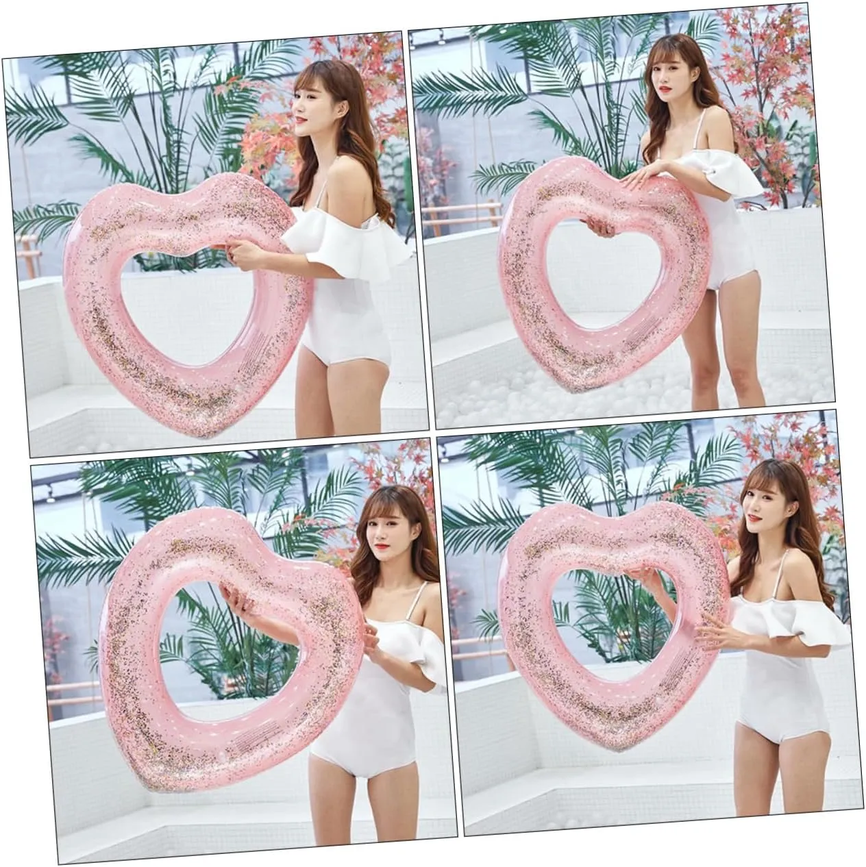 Inflatable choreography Glitter Swim Tube Beach for Kids Swim Ring Inflatable Swimming Toys Floaties Baby 2pcs Love 