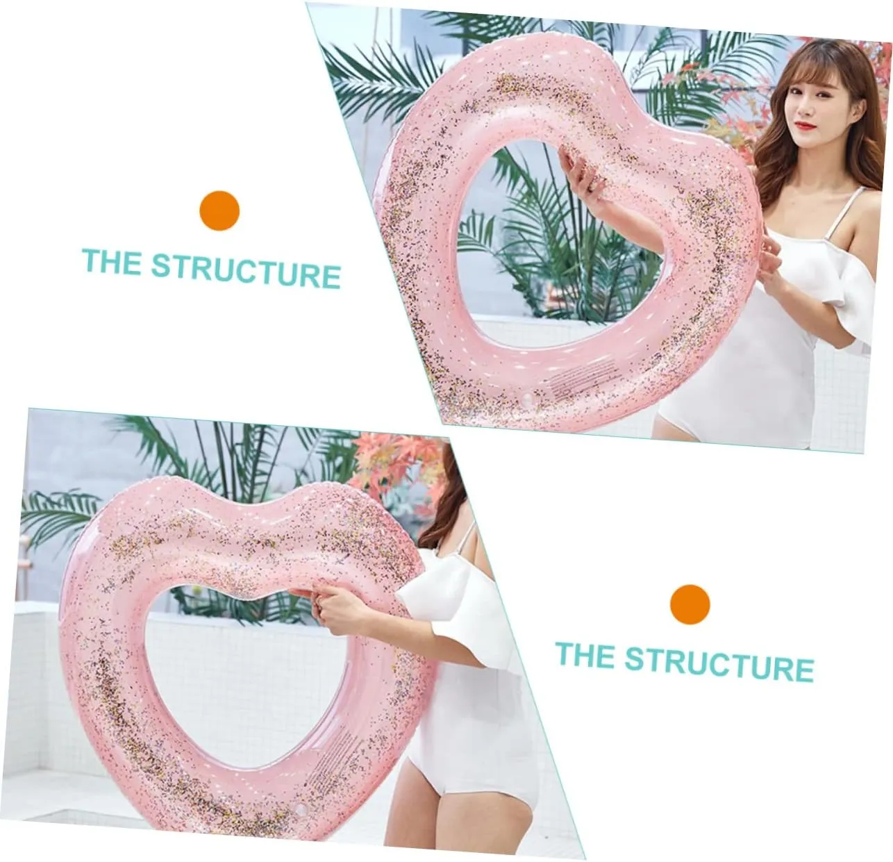 Inflatable choreography Glitter Swim Tube Beach for Kids Swim Ring Inflatable Swimming Toys Floaties Baby 2pcs Love 