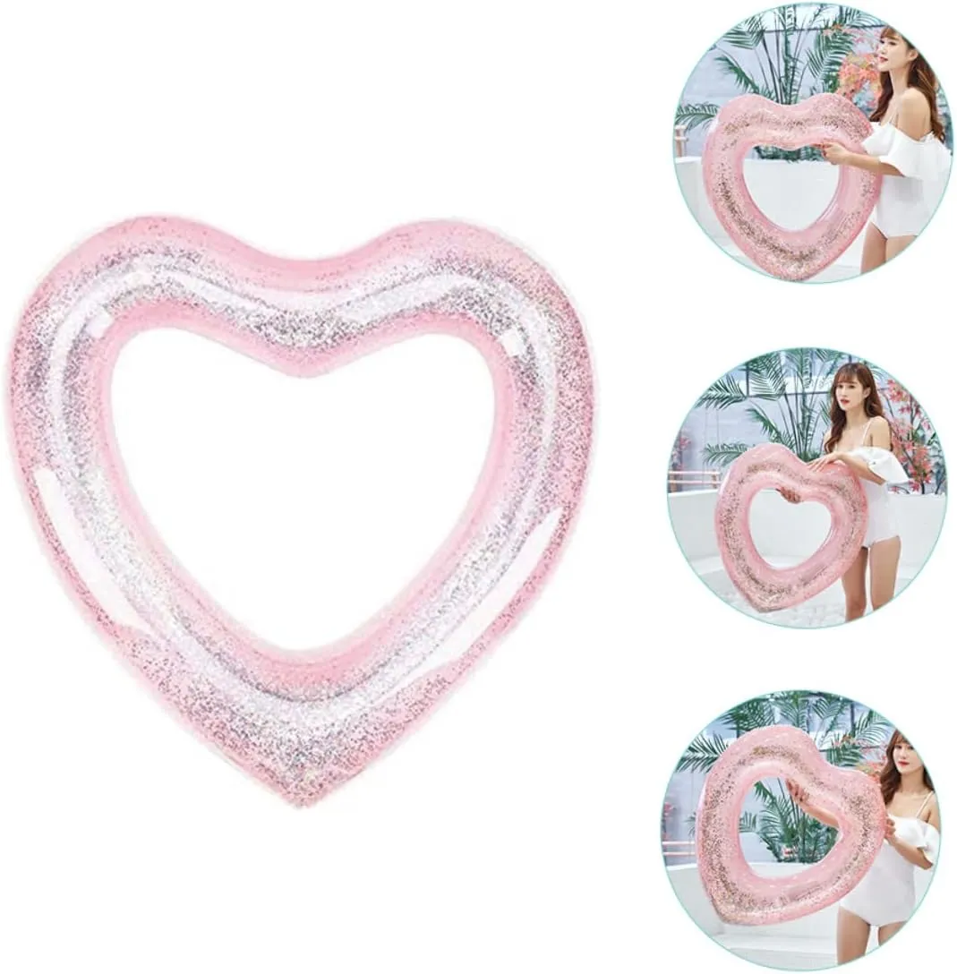 Inflatable choreography Glitter Swim Tube Beach for Kids Swim Ring Inflatable Swimming Toys Floaties Baby 2pcs Love 