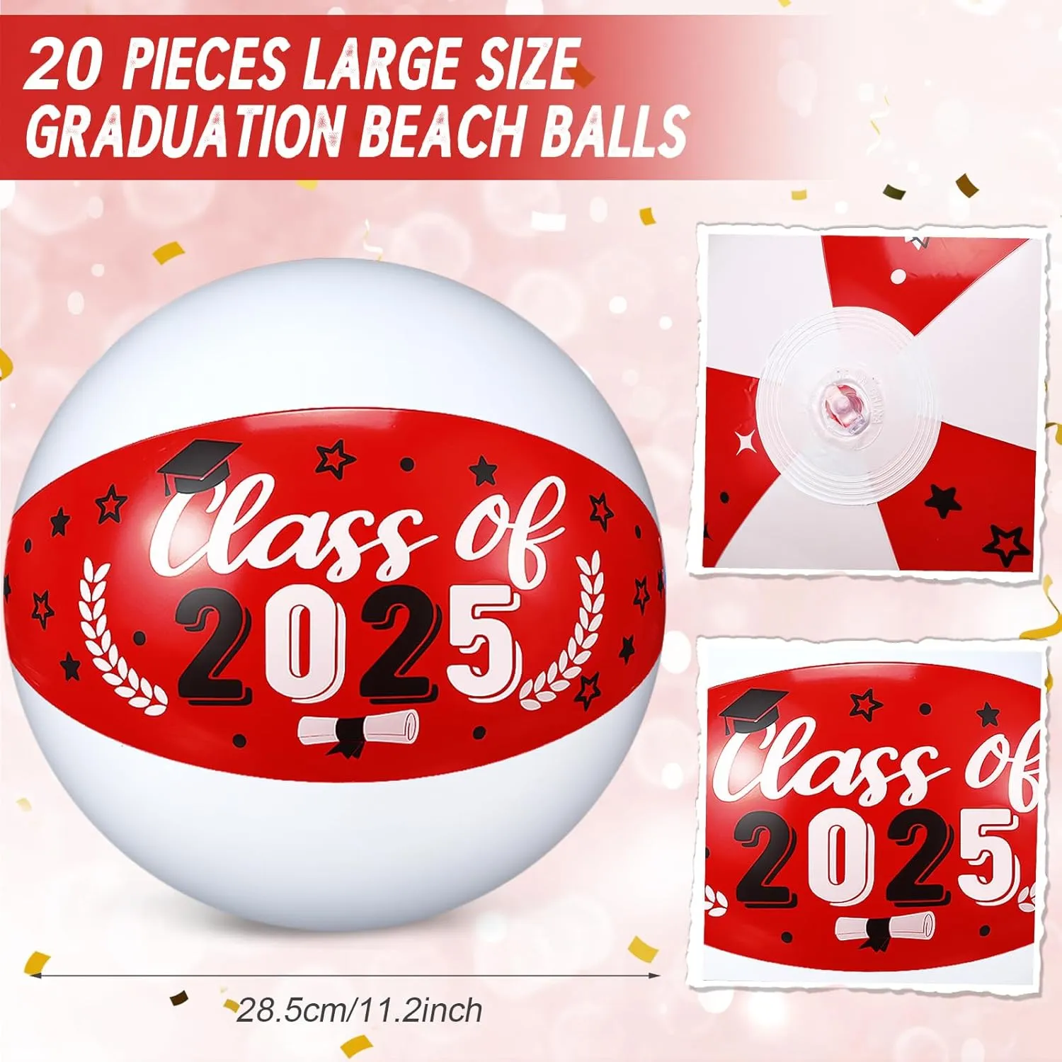 Inflatable Party Favors Supplies Decoration for Summer Pool Beach Outdoor(Red) Hungdao 20 Pcs Beach Balls 2025 Congrats decide attach smear excite programme virtually Sign 