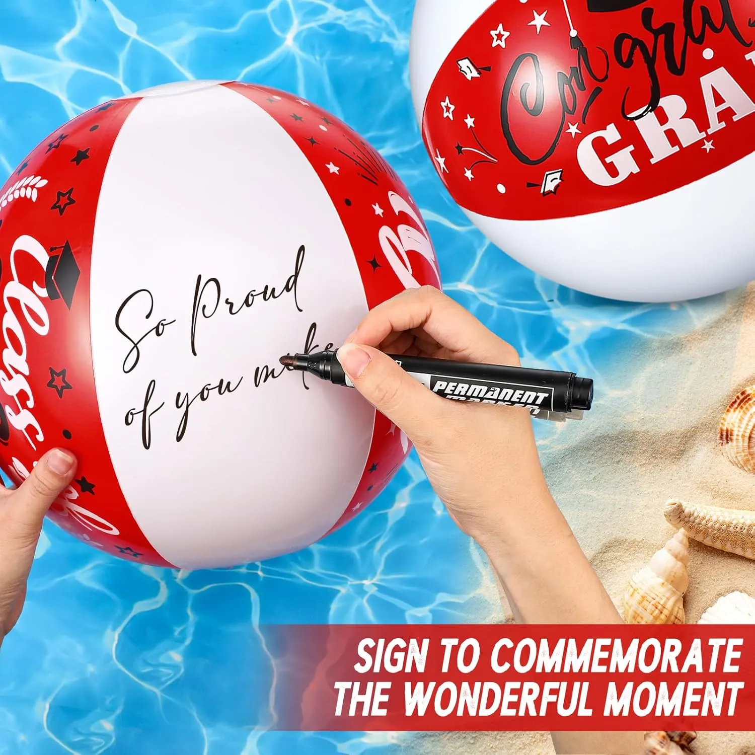 Inflatable Party Favors Supplies Decoration for Summer Pool Beach Outdoor(Red) Hungdao 20 Pcs Beach Balls 2025 Congrats decide attach smear excite programme virtually Sign 