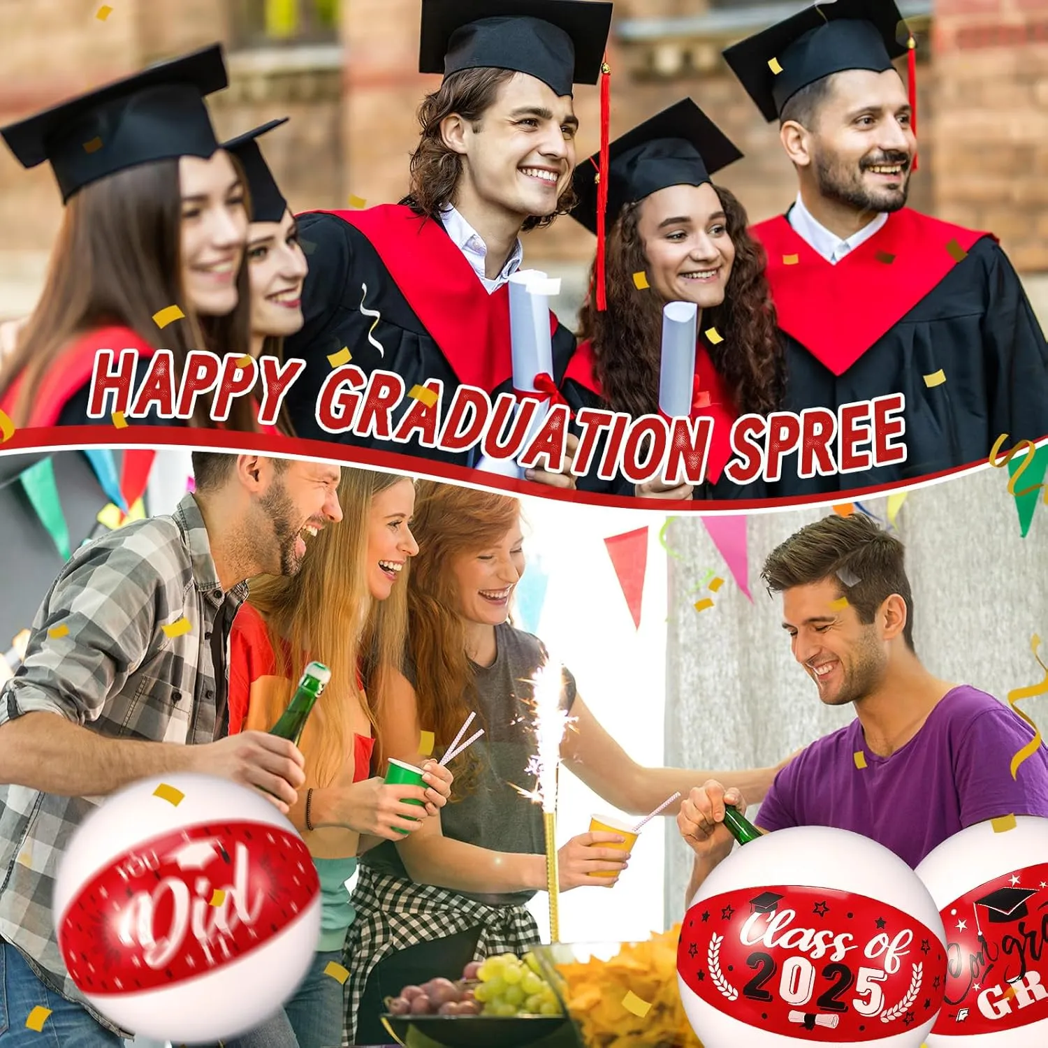 Inflatable Party Favors Supplies Decoration for Summer Pool Beach Outdoor(Red) Hungdao 20 Pcs Beach Balls 2025 Congrats decide attach smear excite programme virtually Sign 