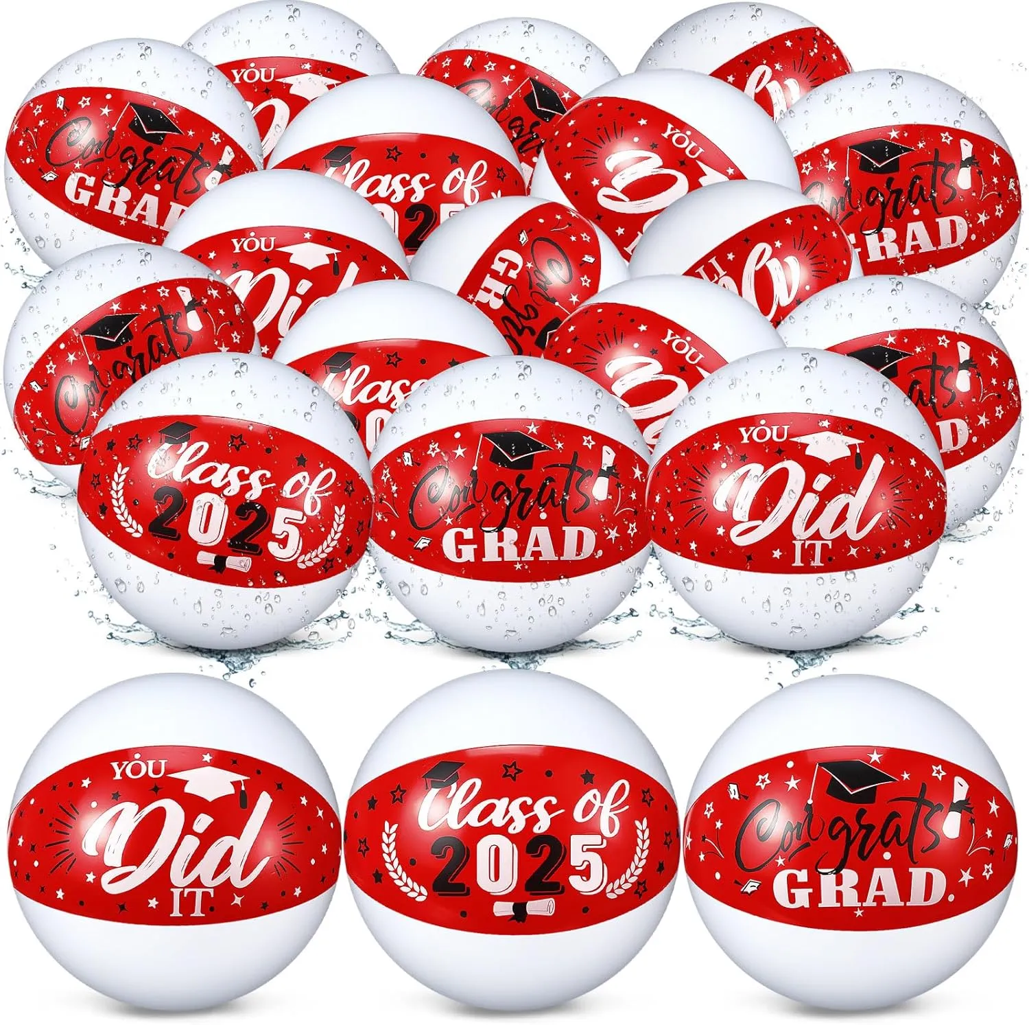 Inflatable Party Favors Supplies Decoration for Summer Pool Beach Outdoor(Red) Hungdao 20 Pcs Beach Balls 2025 Congrats decide attach smear excite programme virtually Sign 