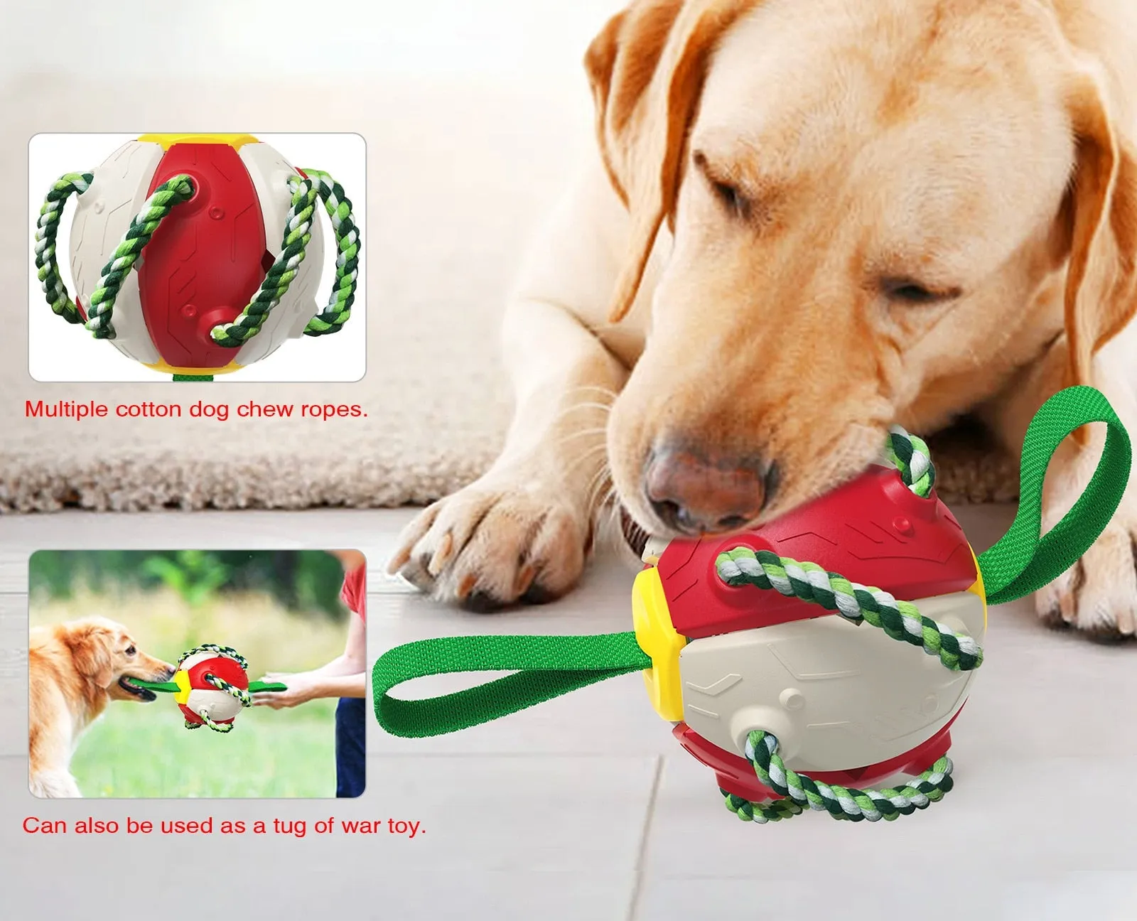 Interactive Dog Soccer Ball Toy with Durable Grab Tabs