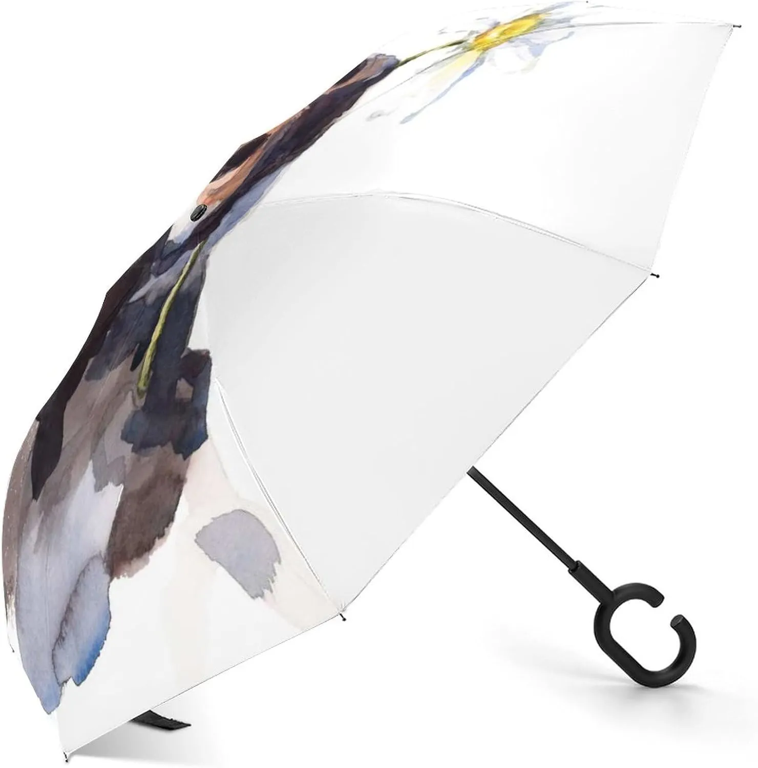 Inverted Rain Umbrella, Sun Protect UV Winds Rain Compact Parasol Automatic Open/Close delightful peaceful speckle innate frivolity Reverse Car Umbrella Nugier Auto Large 